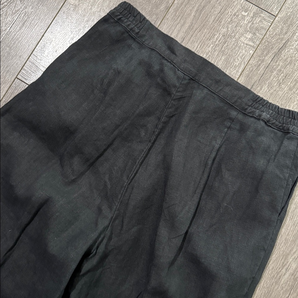 SLEEPER black 100% linen wide leg trouser’s L - Picture 7 of 7